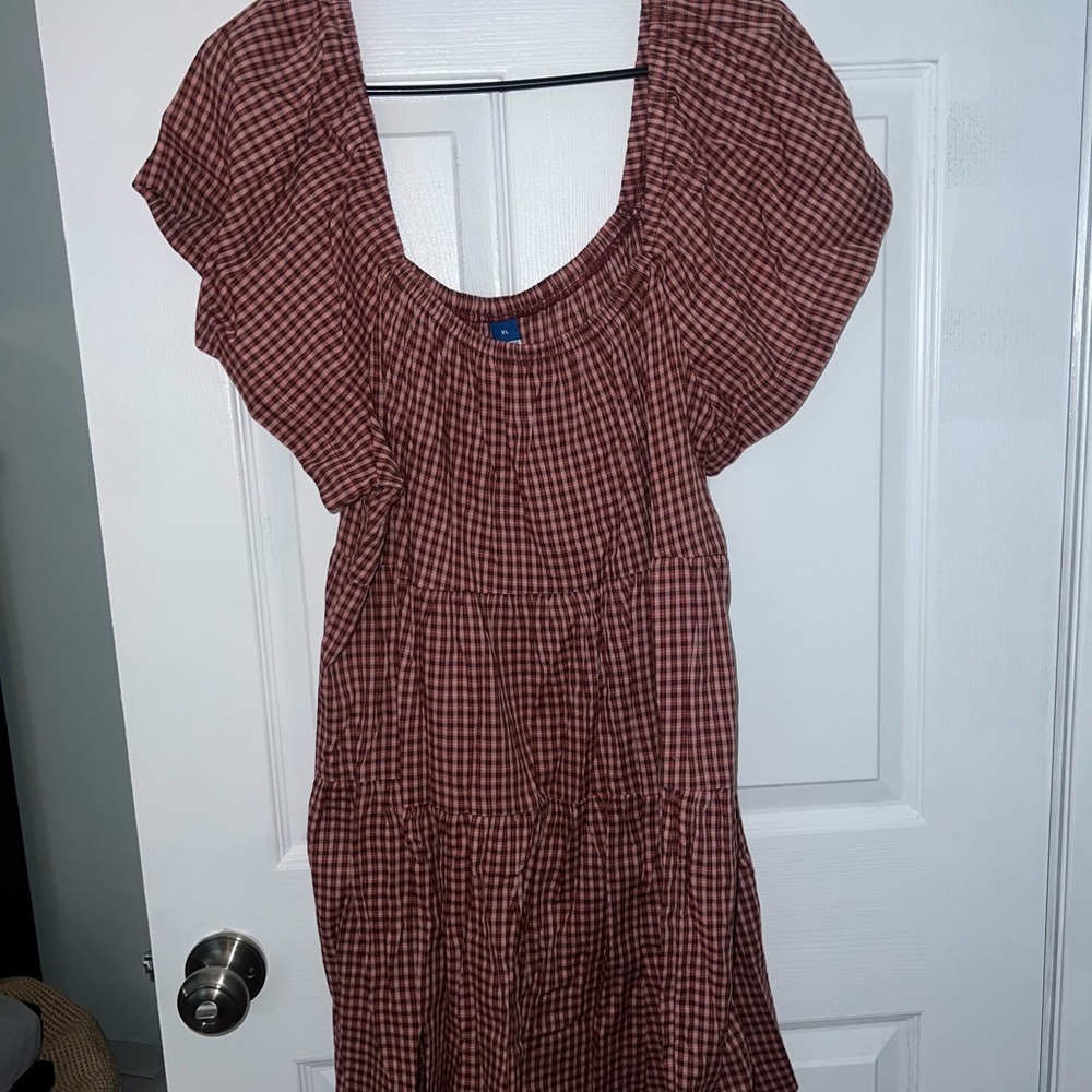 Old Navy Burgundy Checkered Top